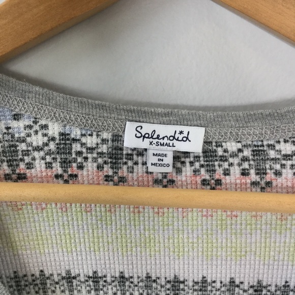 Splendid Thermal patterned long sleeve scoop neck fair isle thermal - Picture 5 of 8